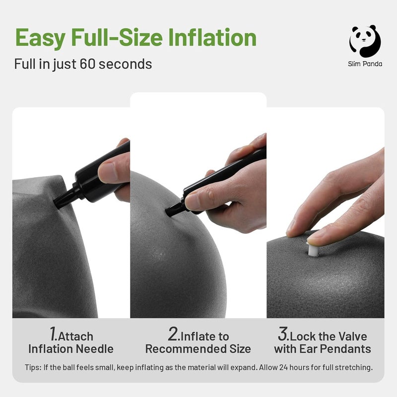 Slim Panda Pilates Ball, 9 Inch Small Exercise Ball, Anti Burst Mini Yoga Ball for Stability, Workout, Barre, Core Strength, Physical Therapy, Balance, Stretching - Image 4
